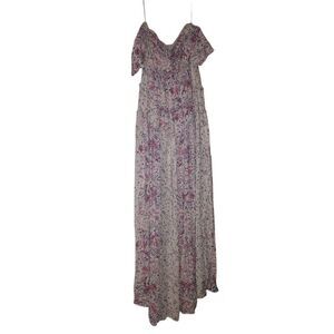 Fate‎ Floral Paisley Maxi Dress Smocked Bodice Flutter Sleeve Boho Summer medium